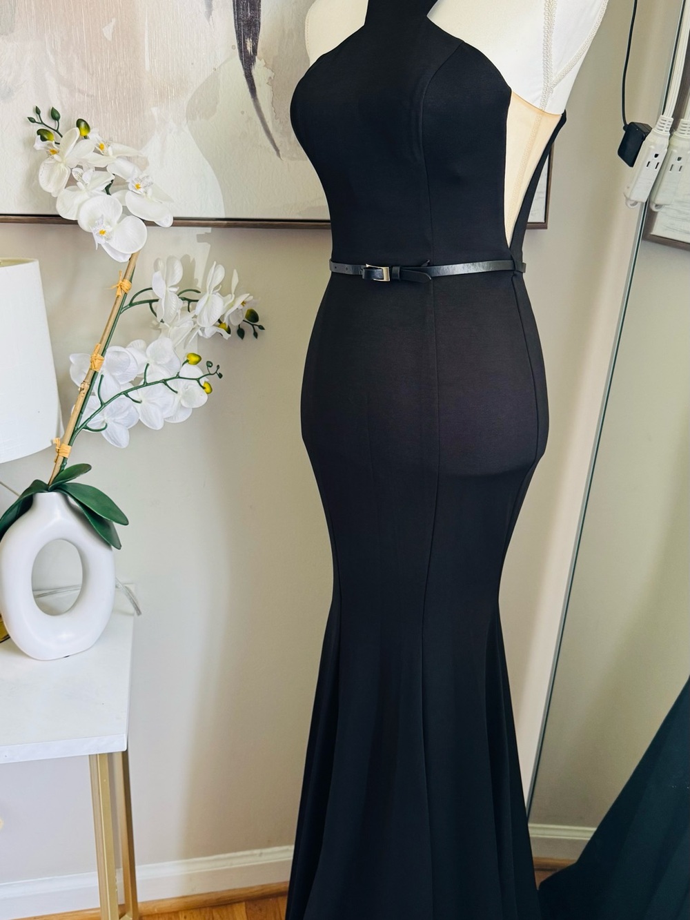 Cinderella Black Backless Halter Mermaid Dress